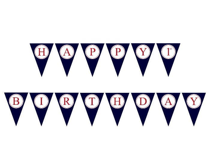 Printable Nautical Happy Birthday Pennant Banner