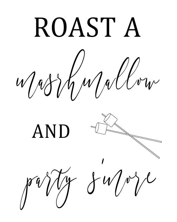Printable roast a marshmallow and party s'more sign