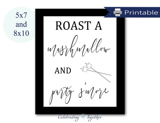 Printable roast a marshmallow and party s'more sign