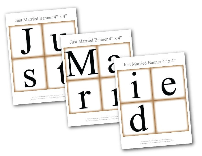 Printable Rustic Just Married Banner