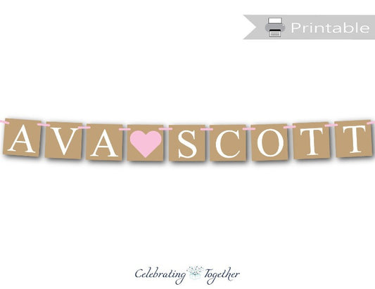 printable rustic engagement party banner - Celebrating Together