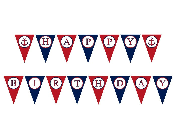 Printable Nautical Happy Birthday Pennant Banner