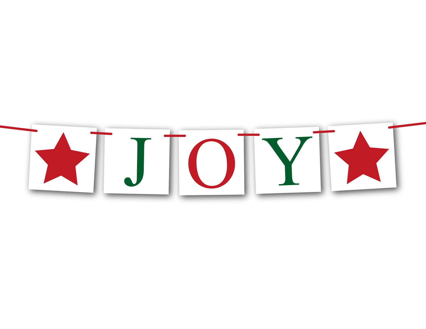 PRINTABLE festive joy banner with stars, instant download christmas garland for living room mantel, joy to the world holiday fireplace decor