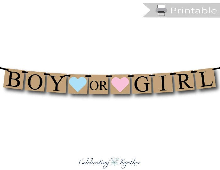 Printable Rustic Boy Or Girl Banner - Dark
