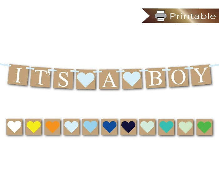 Printable Rustic It's A Boy Banner