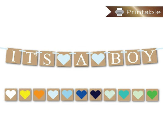 Printable Rustic It's A Boy Banner