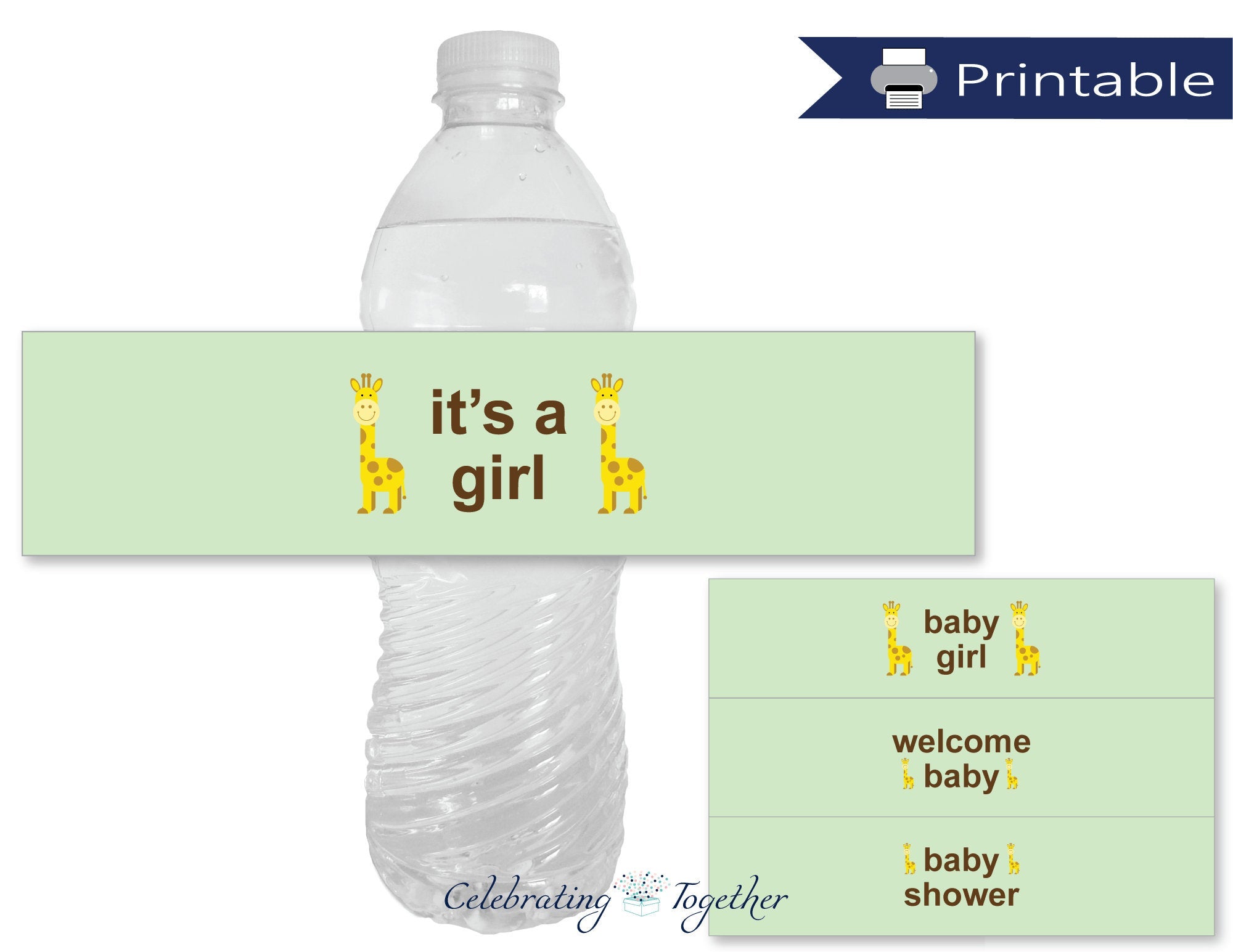 Sip and See It's a Girl Water Bottle Label