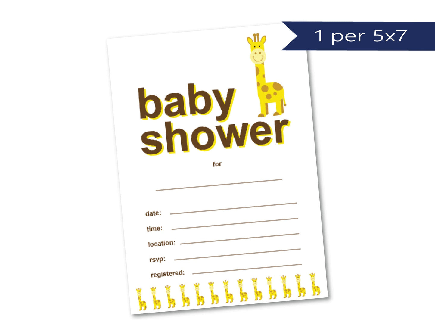 Printable Baby Shower Invitation - Giraffe - Blank