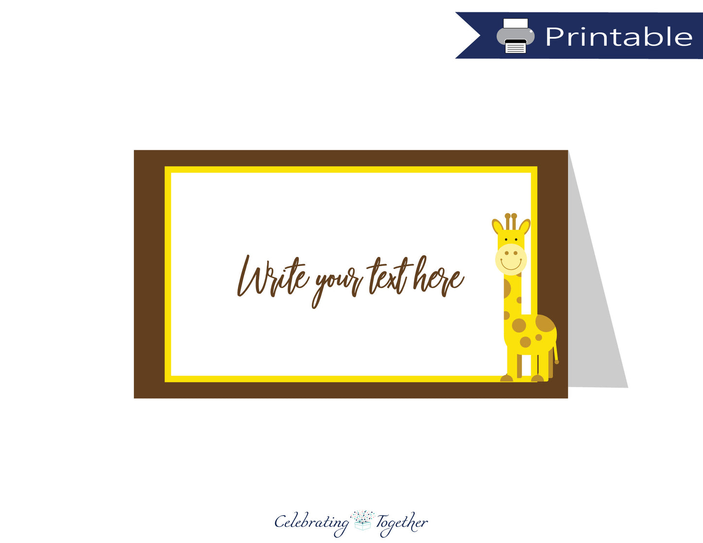 printable giraffe tent cards - baby shower food labels - Celebrating Together