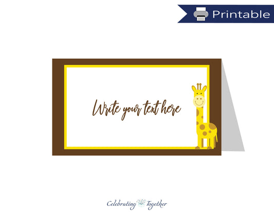 printable giraffe tent cards - baby shower food labels - Celebrating Together