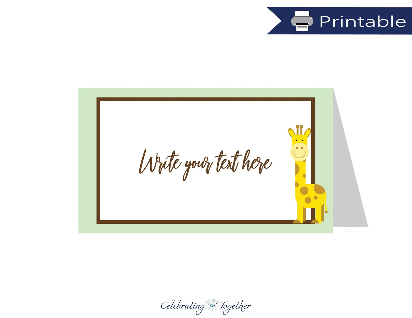 printable giraffe tent cards - Celebrating Together