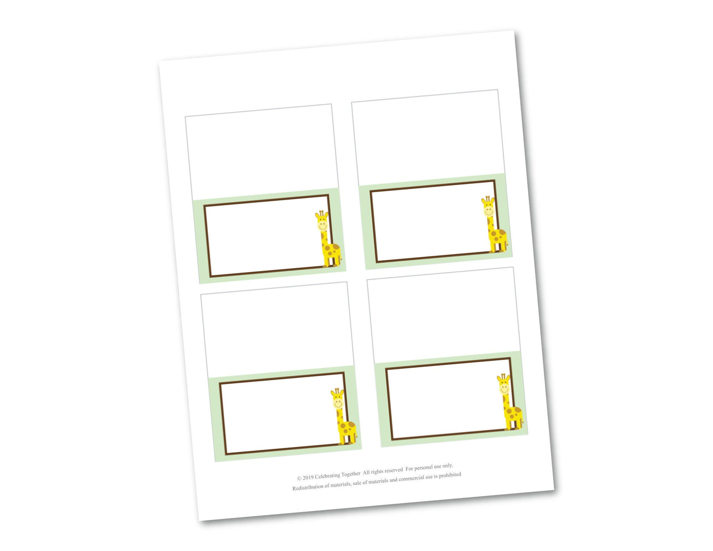 DIY giraffe tent cards - zoo baby shower decor - Celebrating Together