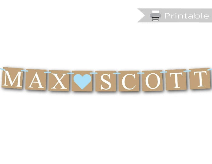 printable rustic boys baby name banner - Celebrating Together