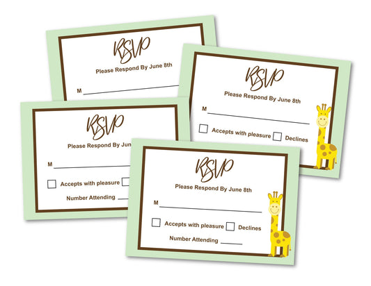 printable giraffe baby shower rsvp cards - Celebrating Together