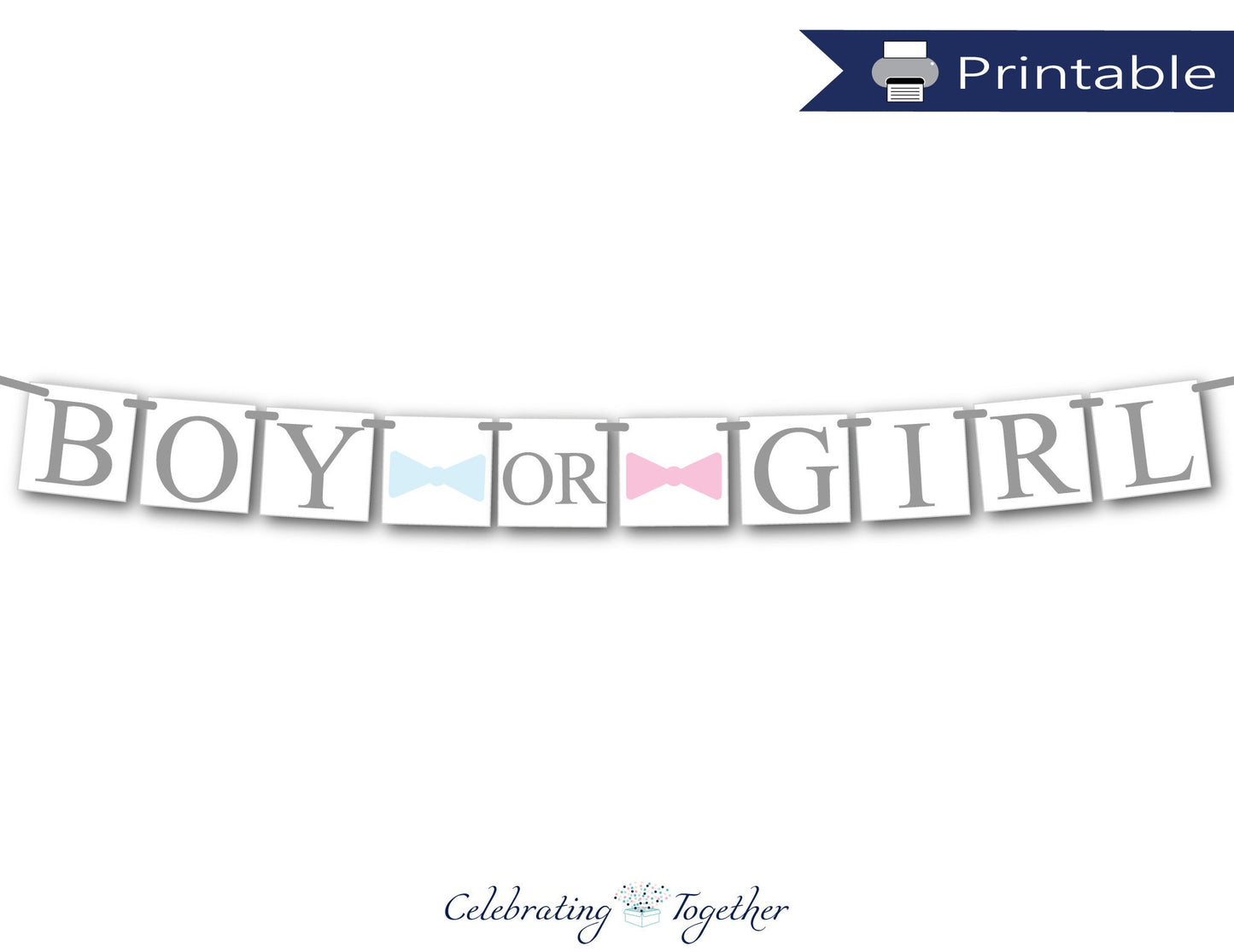 boy or girl banner - pink or blue gender reveal banner - Celebrating Together