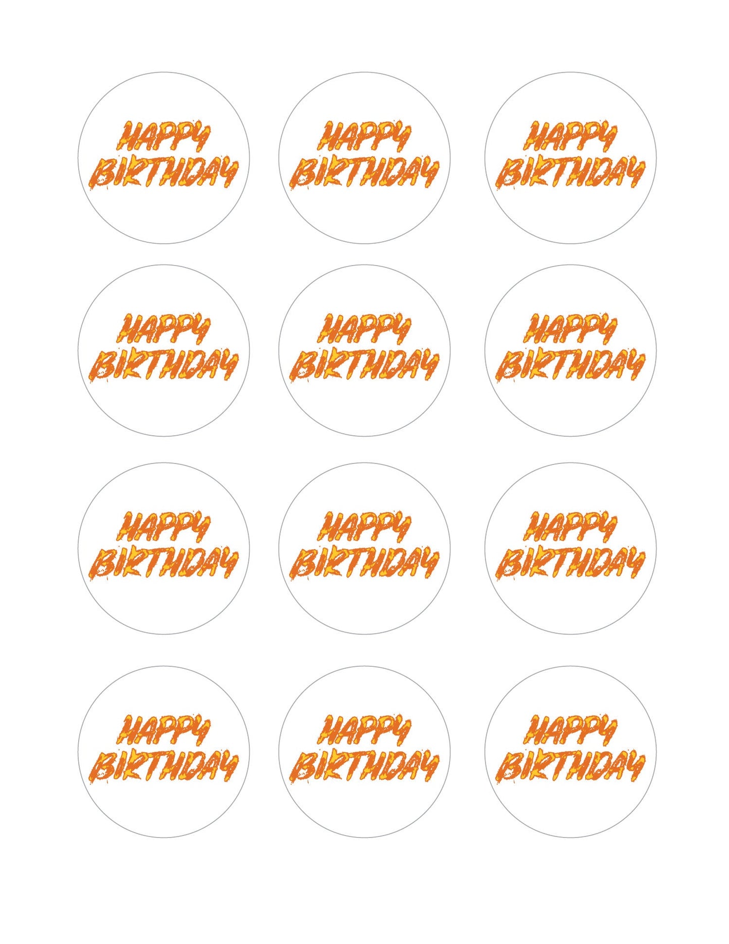 printable orange happy birthday cupcake toppers