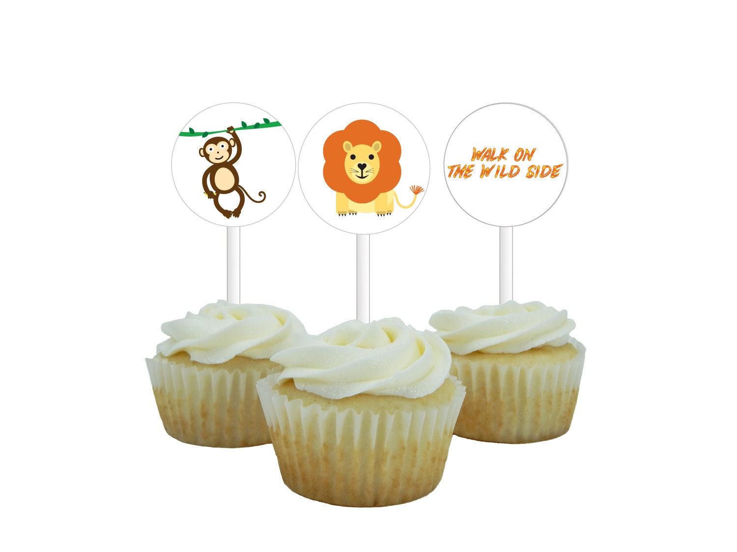 monkey birthday cupcake topper - lion birthday cupcake topper