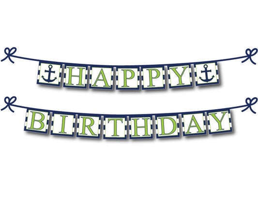 printable green nautical happy birthday banner - Celebrating Together