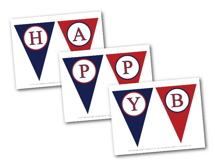 Printable Nautical Happy Birthday Pennant Banner