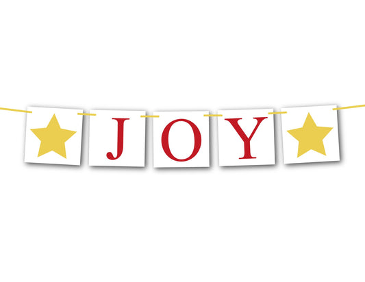 Joy Banner - Red and Gold Stars