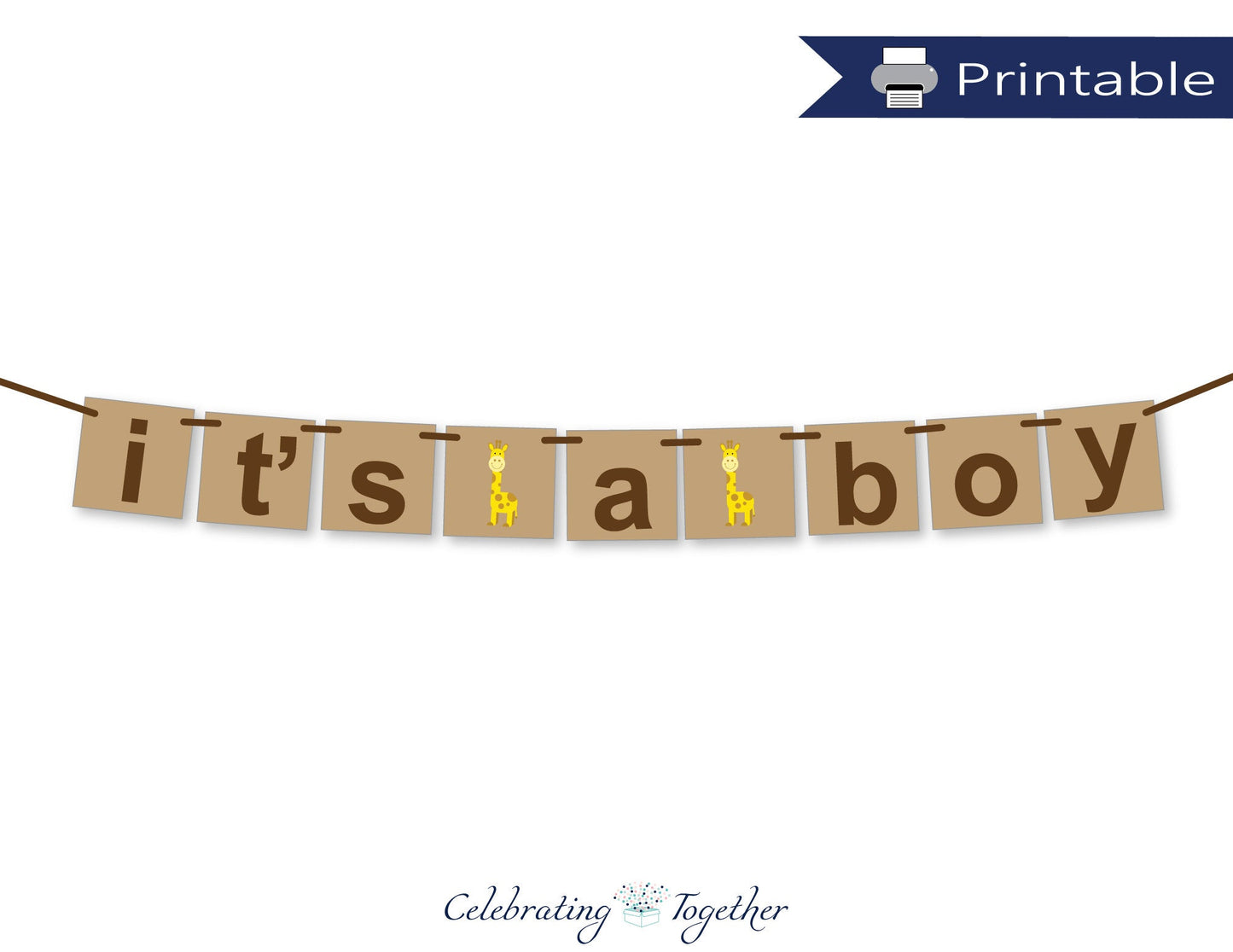 Printable It's A Boy Banner - Giraffe