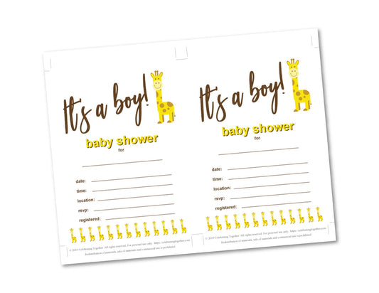 Digital download giraffe baby shower invitations - Celebrating Together