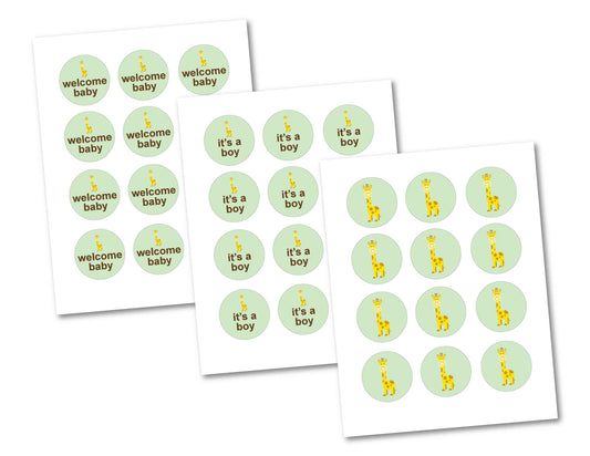 Printable Boys Giraffe Favor Tags