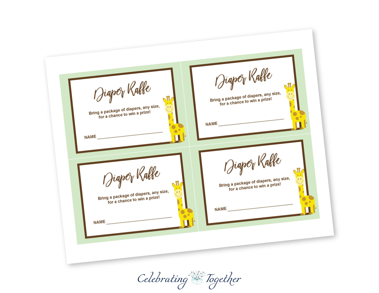 DIY zoo diaper raffle cards - Celebrating Together