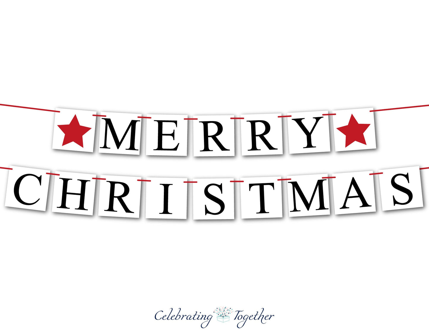 Merry Christmas Banner - Red Star