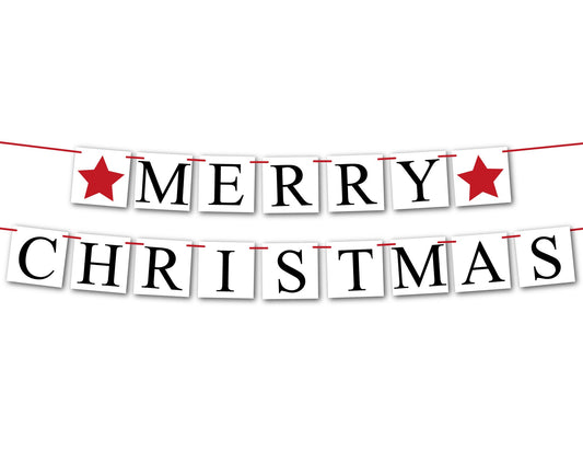 Merry Christmas Banner - Red Star
