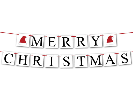 Merry Christmas Banner - Santa Hat