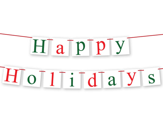 Happy Holidays Banner - Red and Green