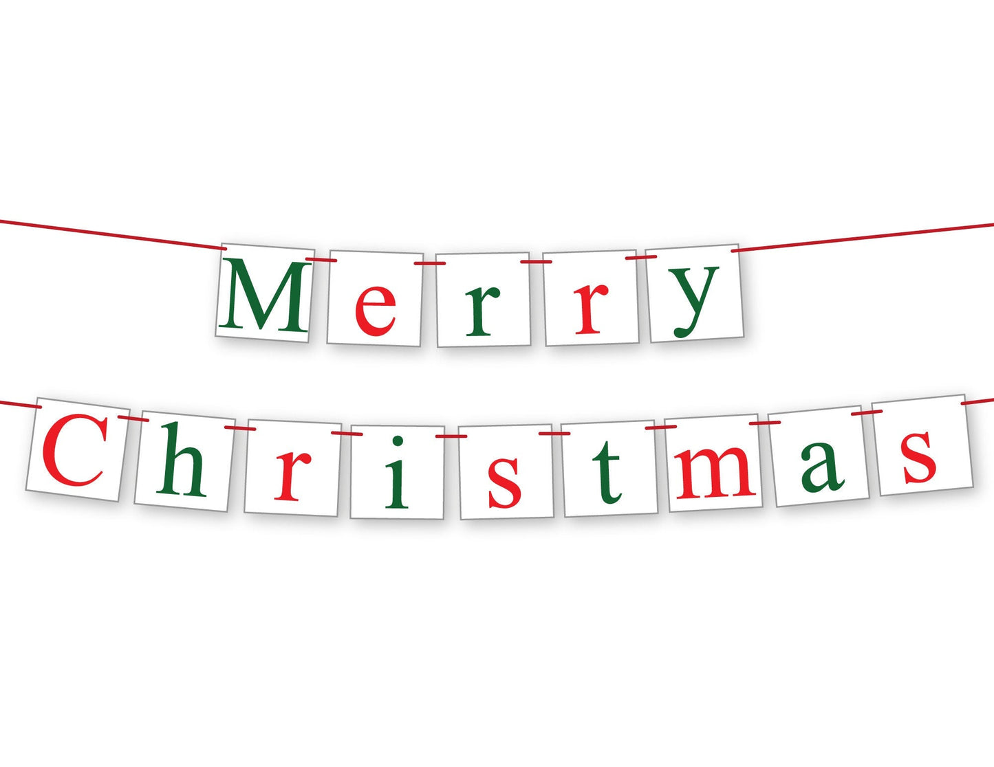 Merry Christmas Banner - Red and Green