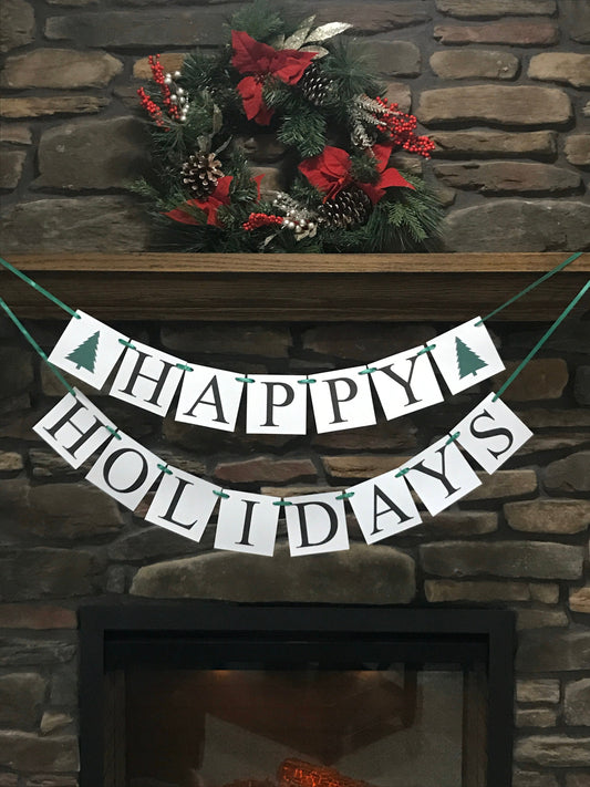 Happy Holidays Banner - Evergreen Tree
