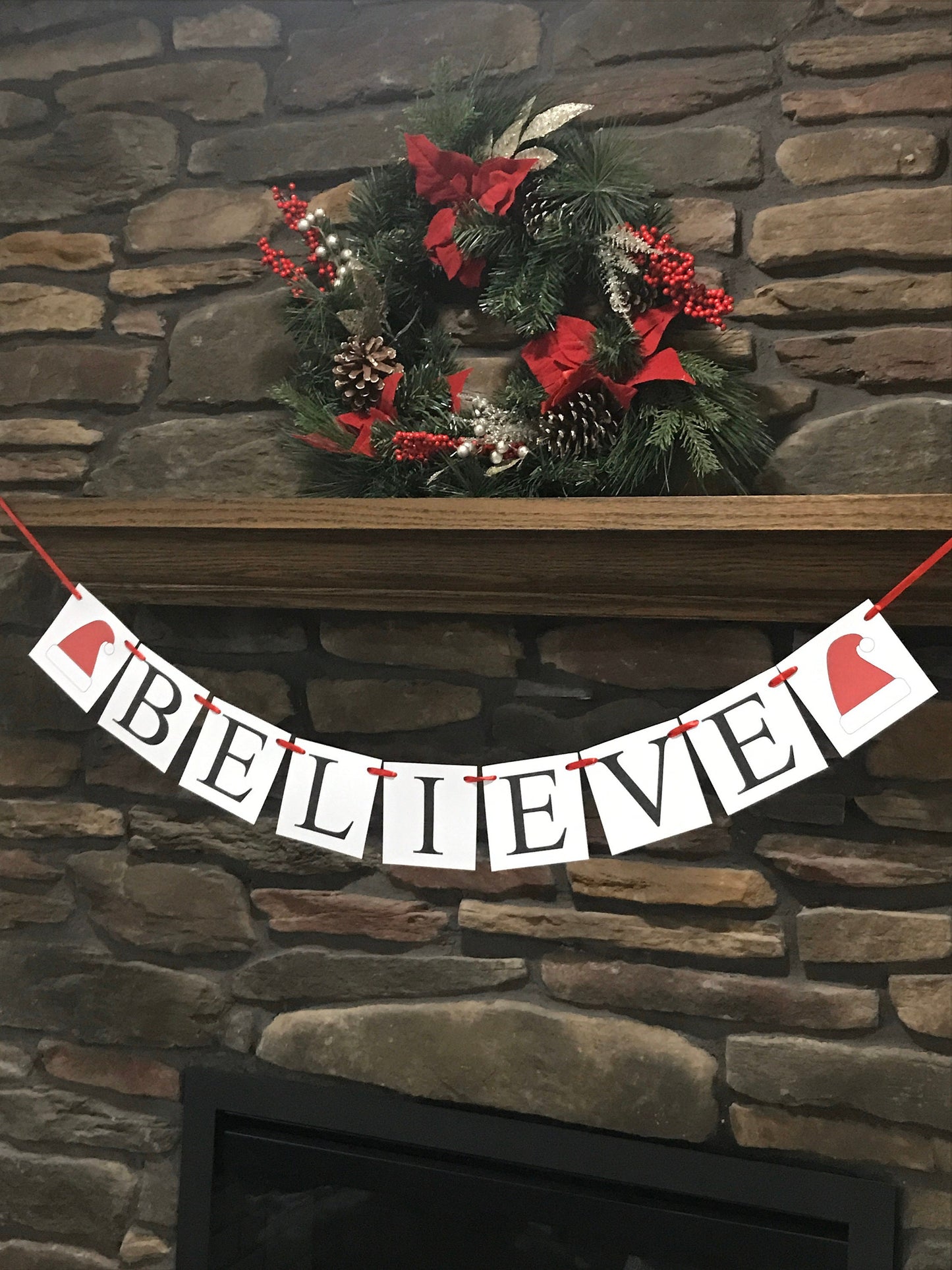 Believe Banner - Santa Hats