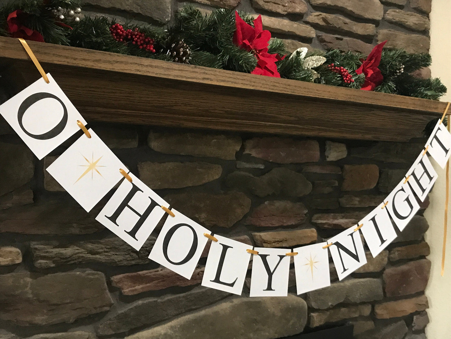 O Holy Night Banner - Gold North Star