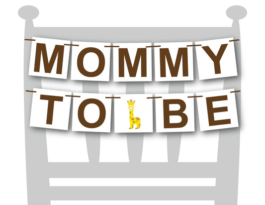 giraffe mommy to be chair banner - zoo baby shower decorations