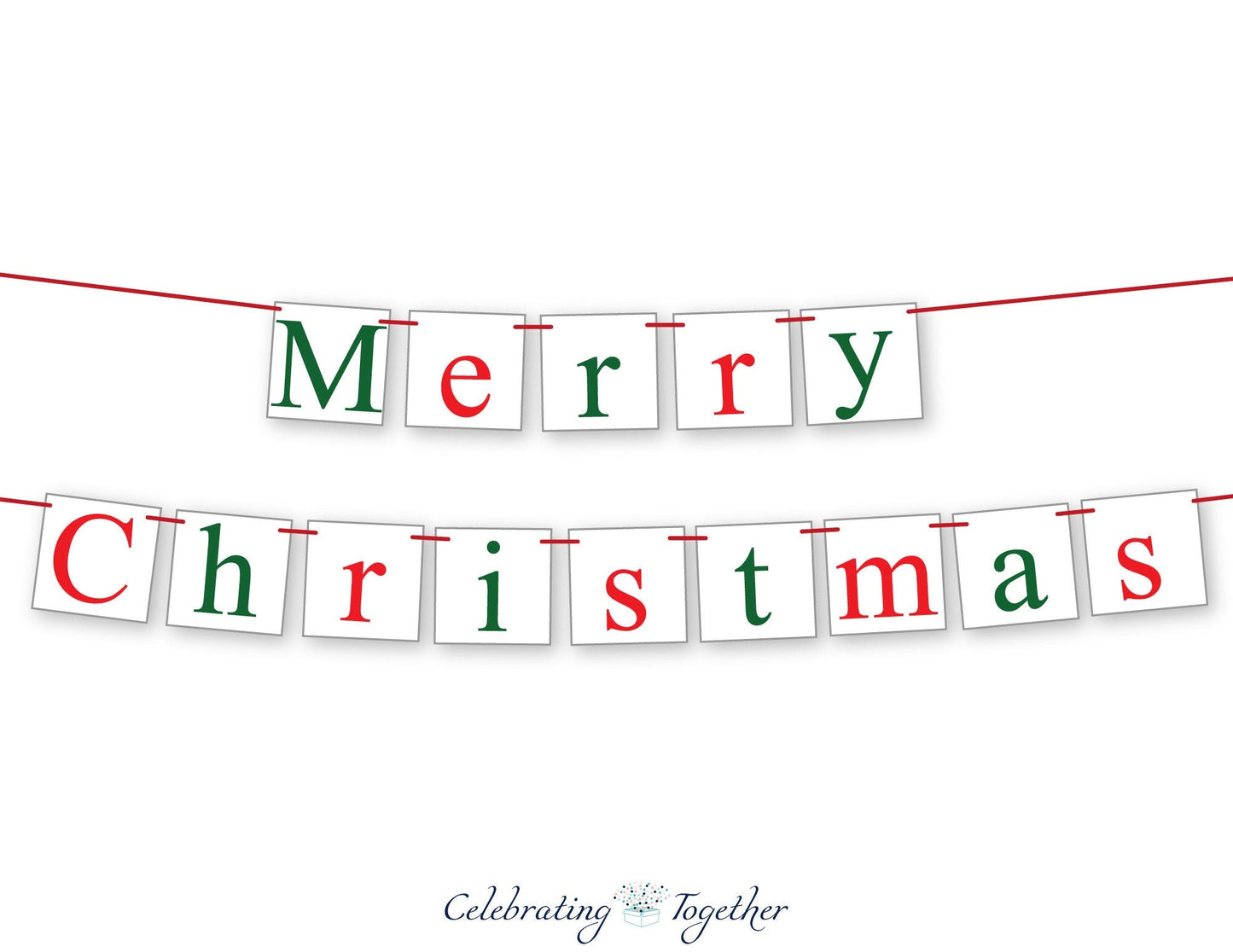 Merry Christmas Banner - Red and Green