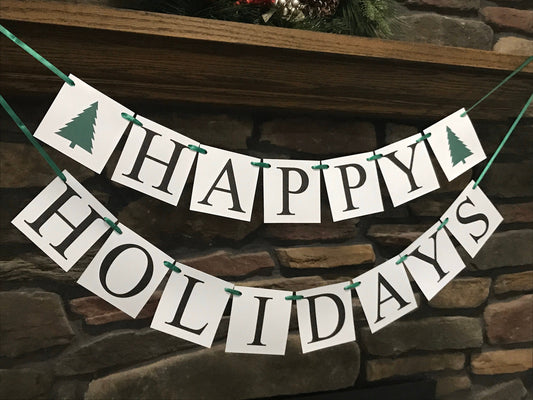 Happy Holidays Banner - Evergreen Tree