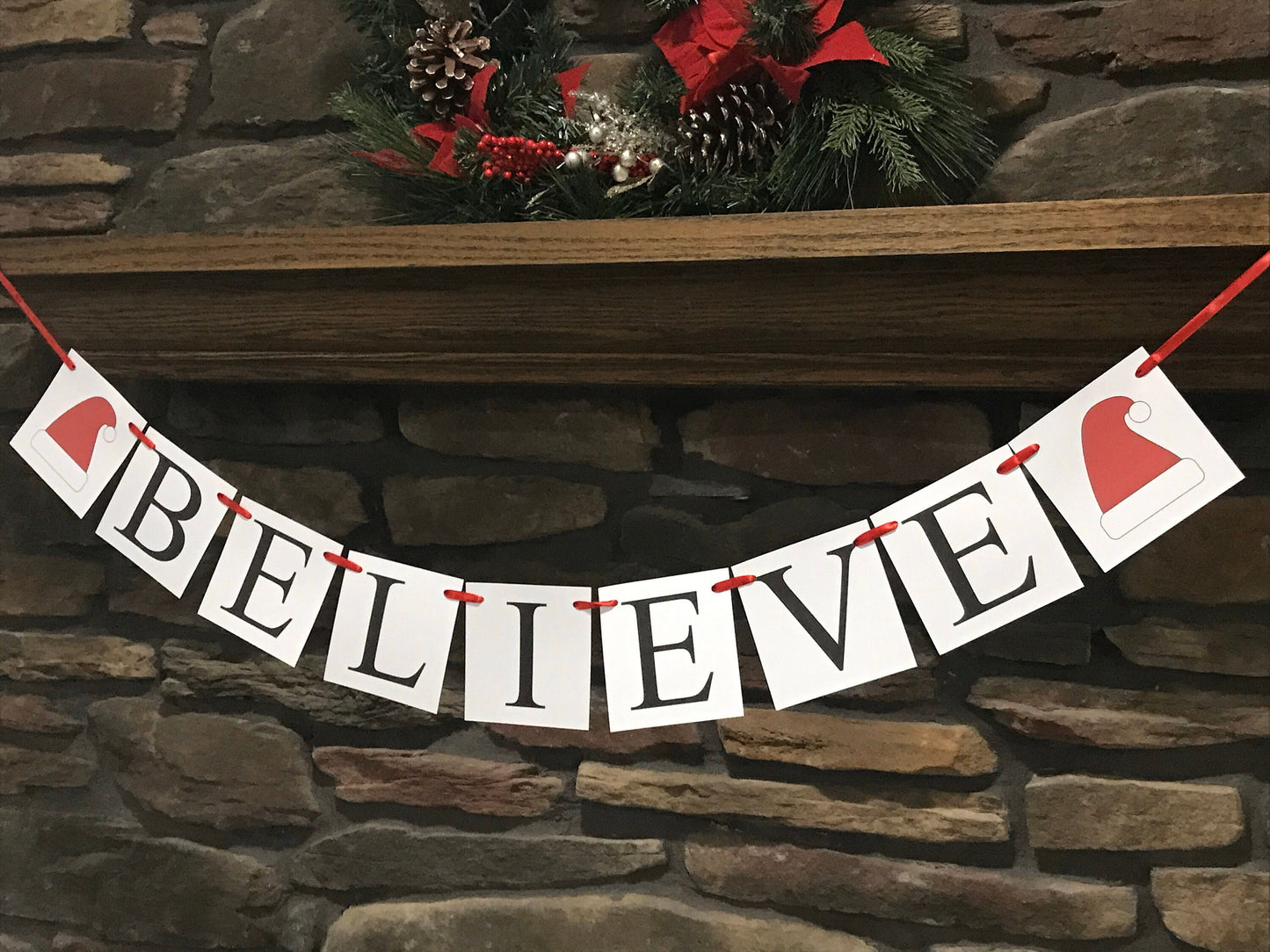 Believe Banner - Santa Hats