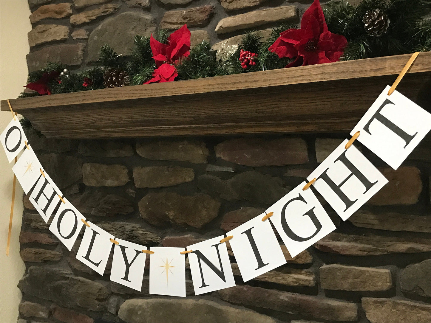 O Holy Night Banner - Gold North Star