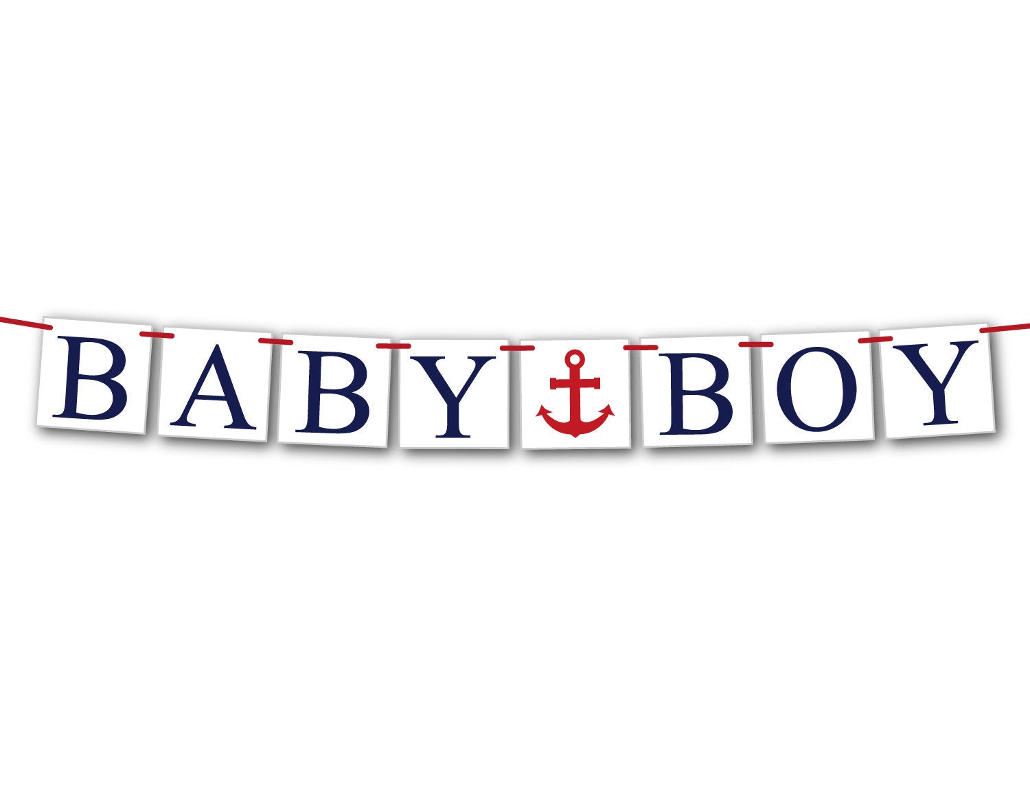 anchor baby boy banner - nautical baby shower decoration