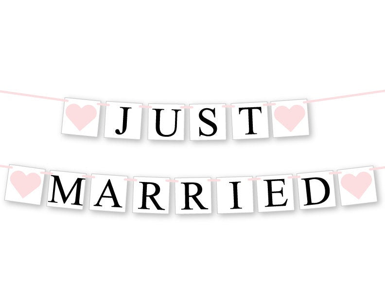 Just Married Banner - Hearts