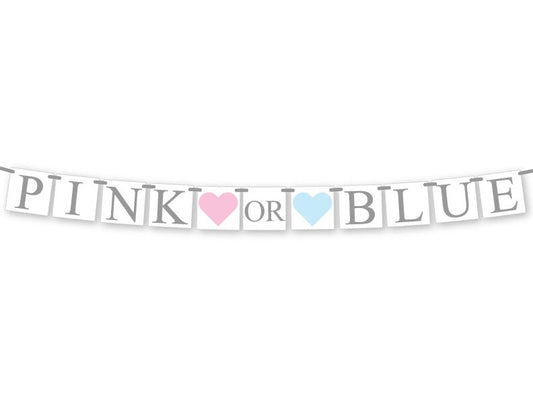 Pink Or Blue We Love You Banner - Hearts