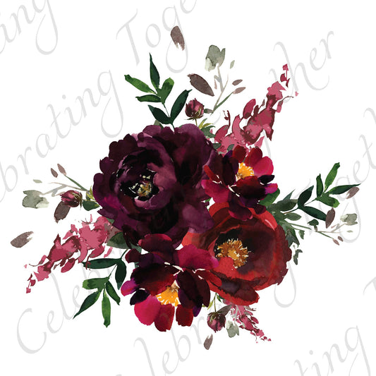 Bride To Be Banner - Burgundy Watercolor Flower