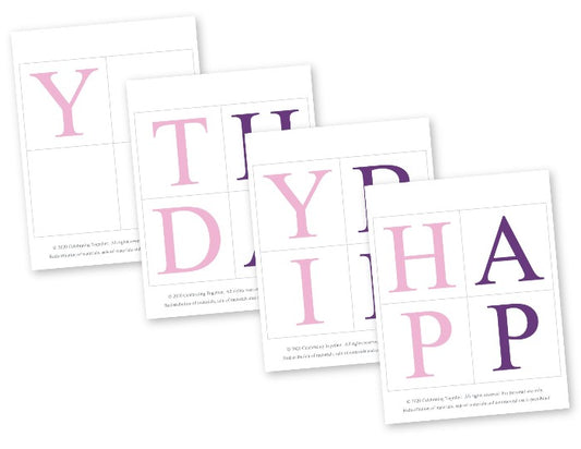 printable pink and purple lettering for diy happy birthday banner for girls - Celebrating Together