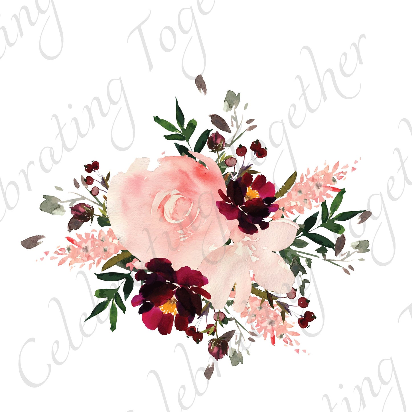 Soon To Be Mrs Banner - Personalized Name - Coral and Maroon Watercolor Flower