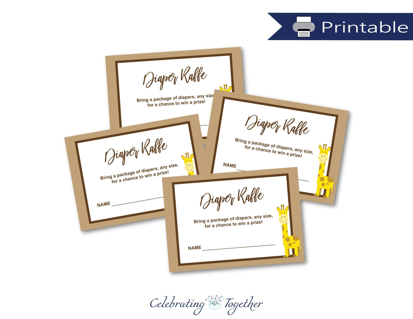 DIY giraffe diaper raffle cards - Celebrating Together