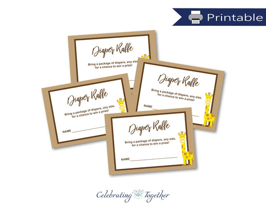 DIY giraffe diaper raffle cards - Celebrating Together