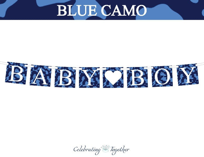 Printable Blue Camo Baby Boy Banner